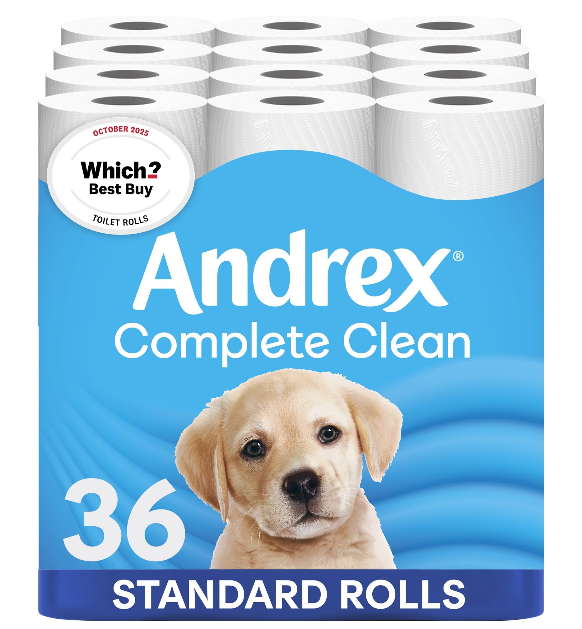 Andrex Complete Clean Toilet Roll - 36 Rolls - 3-Ply - Bulk Pack - FSC Certified Toilet Paper - New
