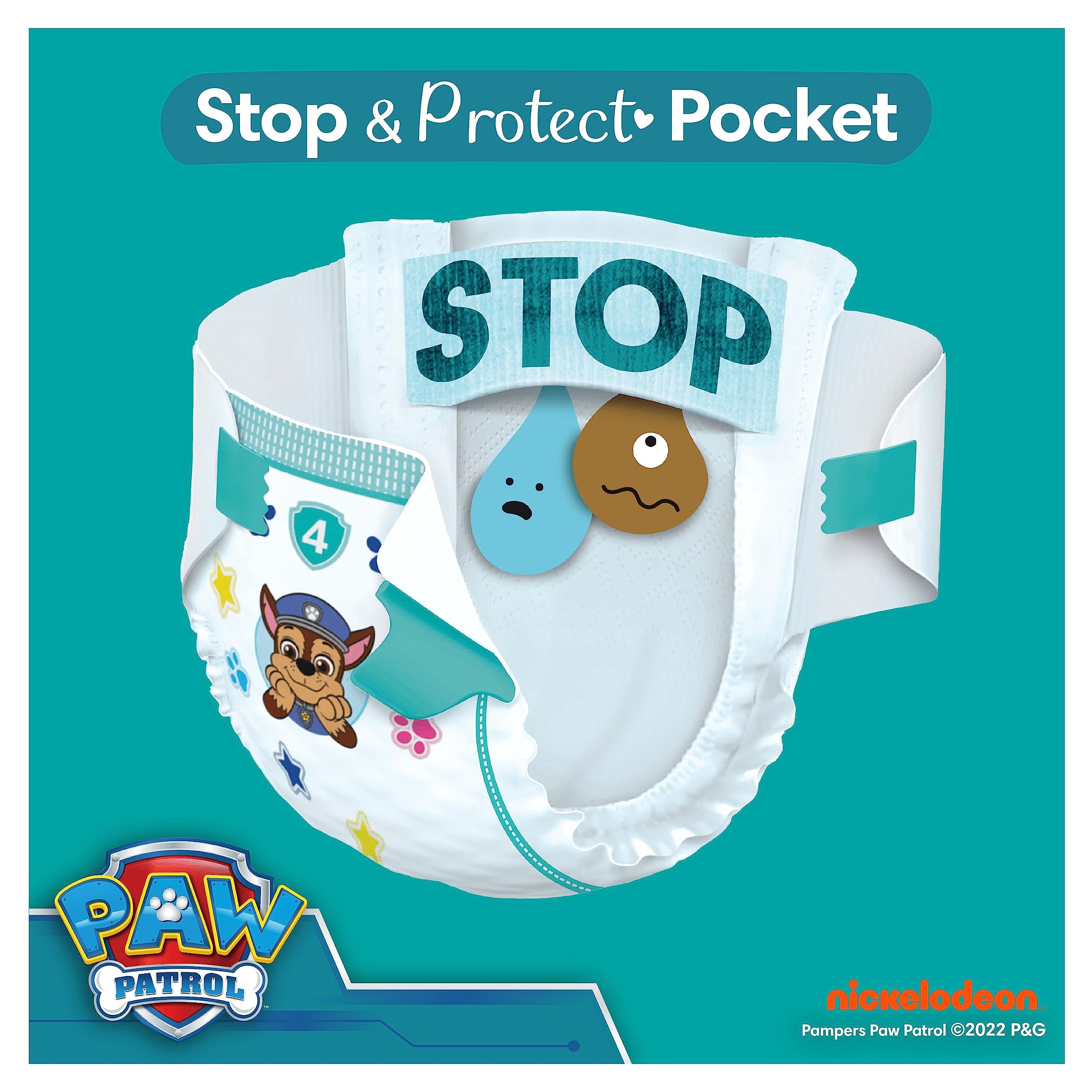 Pampers Baby-Dry Paw Patrol Nappies Size 6, 13-18kg, Monthly Pack, 164 Count, Up to 100% Leak-Free Night - Damaged Box