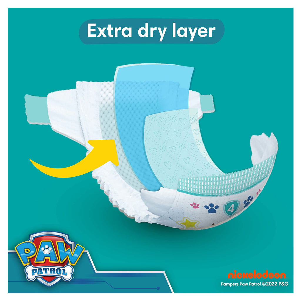 Pampers Baby-Dry Paw Patrol Nappies Size 6, 13-18kg, Monthly Pack, 164 Count, Up to 100% Leak-Free Night - Damaged Box