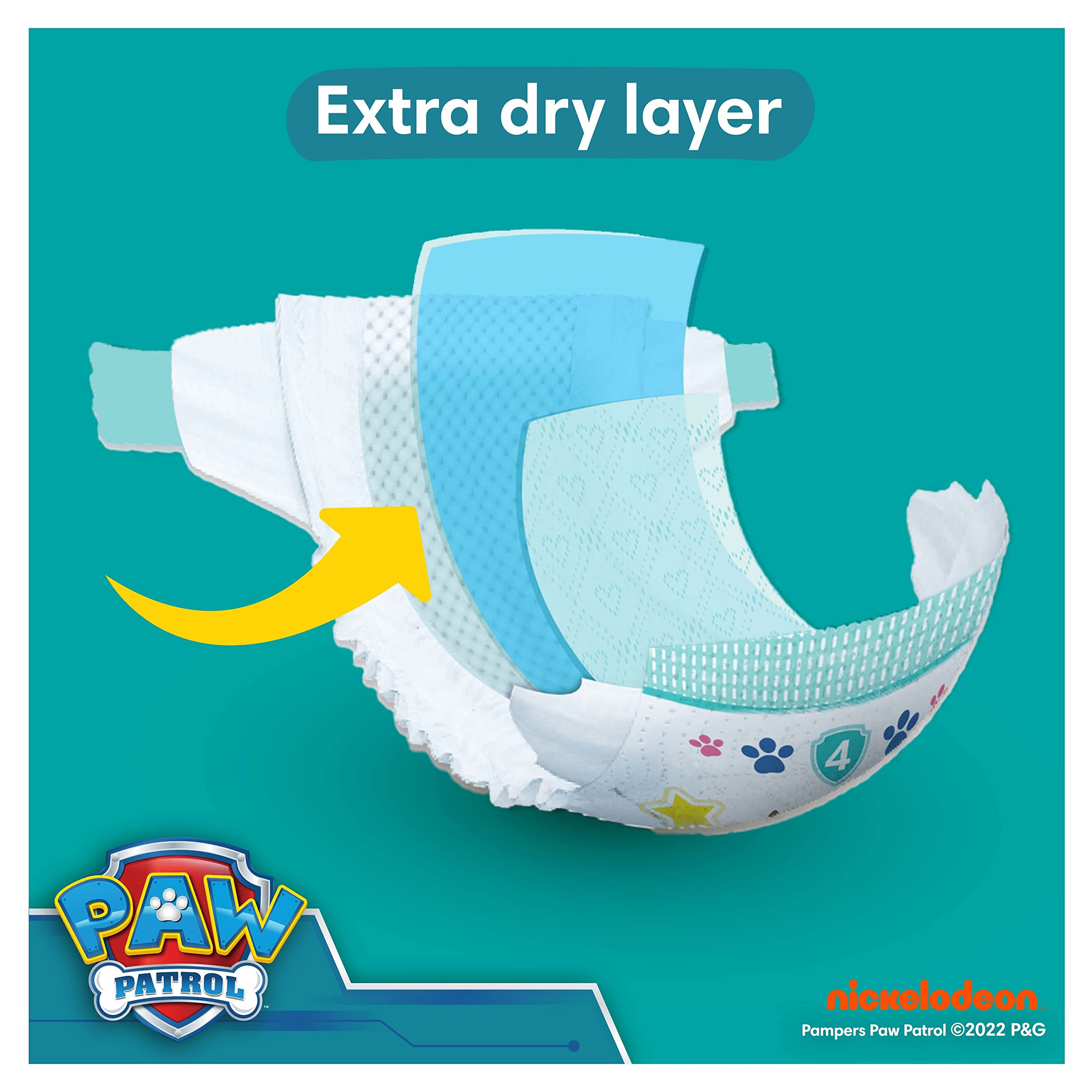 Pampers Baby-Dry Paw Patrol Nappies Size 6, 13-18kg, Monthly Pack, 164 Count, Up to 100% Leak-Free Night - Damaged Box