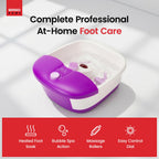 Sensio Spa Heated Foot Spa Massager with Bubbles - Purple Pedicure Tub with Removable Rollers - Home Relaxation Foot Bath - Like New