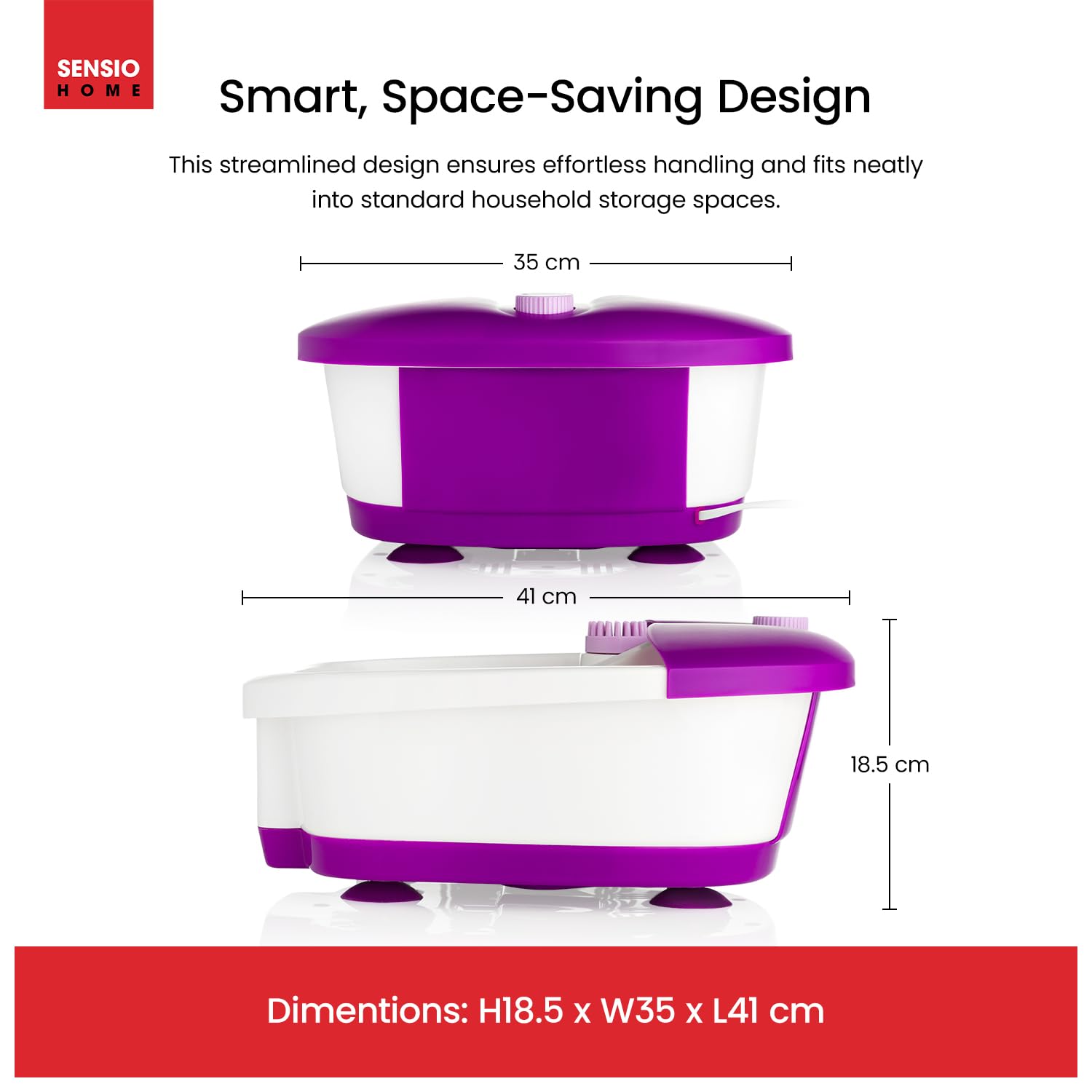 Sensio Spa Heated Foot Spa Massager with Bubbles - Purple Pedicure Tub with Removable Rollers - Home Relaxation Foot Bath - Like New
