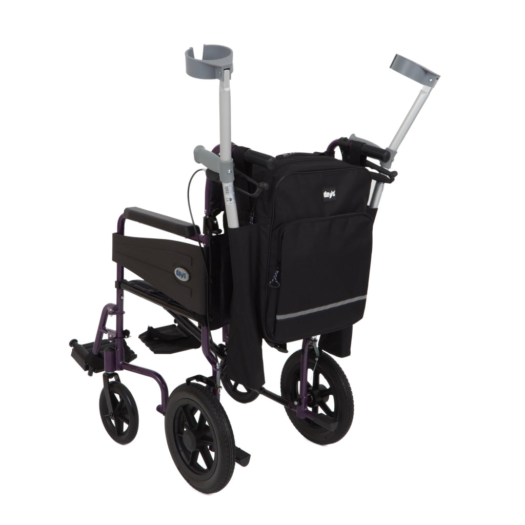 Days Wheelchair Bag with Crutch Pocket – Large Black Waterproof Mobility Scooter Accessory - New