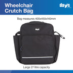Days Wheelchair Bag with Crutch Pocket – Large Black Waterproof Mobility Scooter Accessory - New