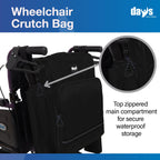 Days Wheelchair Bag with Crutch Pocket – Large Black Waterproof Mobility Scooter Accessory - New