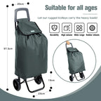 Rainberg 50L Lightweight 2-Wheel Shopping Trolley - Foldable Collapsible Push/Pull Cart - Grey - Very Good