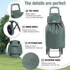 Rainberg 50L Lightweight 2-Wheel Shopping Trolley - Foldable Collapsible Push/Pull Cart - Grey - Very Good