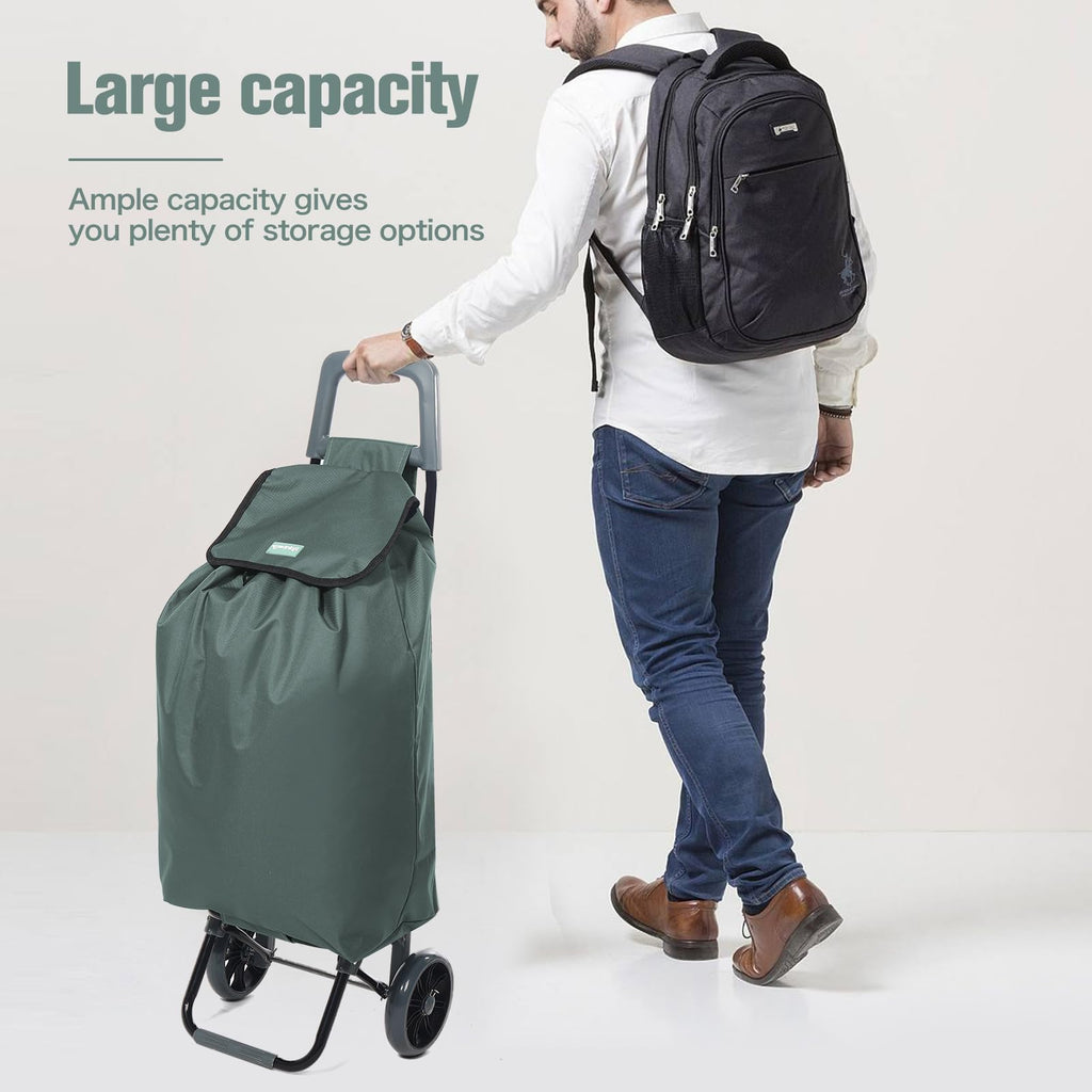 Rainberg 50L Lightweight 2-Wheel Shopping Trolley - Foldable Collapsible Push/Pull Cart - Grey - Very Good