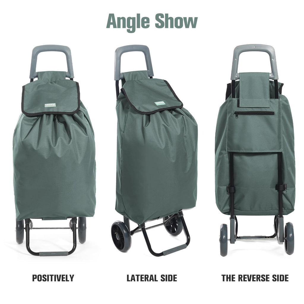 Rainberg 50L Lightweight 2-Wheel Shopping Trolley - Foldable Collapsible Push/Pull Cart - Grey - Very Good