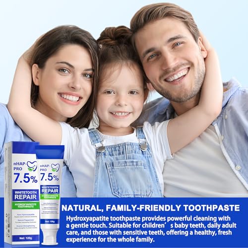 Hydroxyapatite Toothpaste - 7.5% Hydroxyapatite, Enamel Protection, Fluoride-Free, Gentle Mint, 240g 2-Pack - Damaged Box - BBE 03/2028
