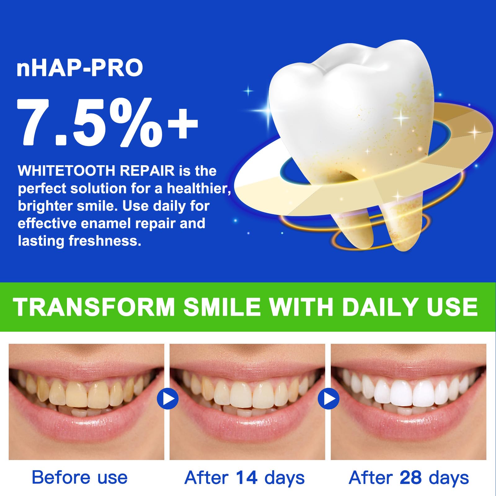 Hydroxyapatite Toothpaste - 7.5% Hydroxyapatite, Enamel Protection, Fluoride-Free, Gentle Mint, 240g 2-Pack - Damaged Box - BBE 03/2028
