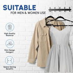 1ABOVE 50 Pack Velvet Hangers 44cm Black Non-Slip Heavy Duty Suit Hangers with Tie Bar & Swivel Hooks - Damaged Box