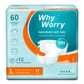 WhyWorry Adult Nappies for Women and Men, Large, 60 Count Incontinence Pads - Damaged Box