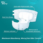 WhyWorry Adult Nappies for Women and Men, Large, 60 Count Incontinence Pads - Damaged Box