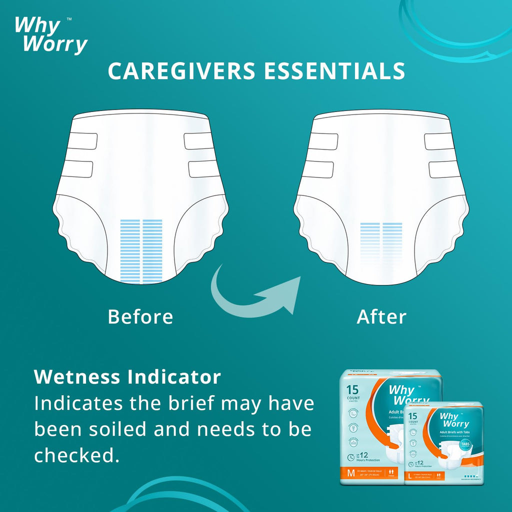 WhyWorry Adult Nappies for Women and Men, Large, 60 Count Incontinence Pads - Damaged Box