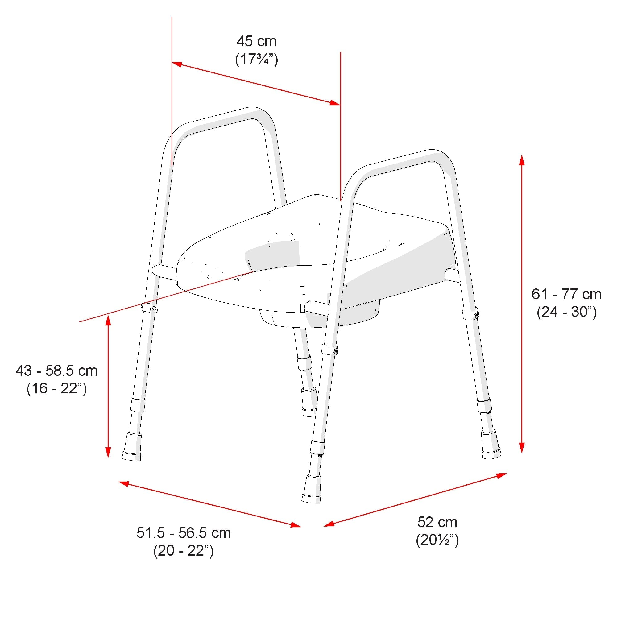 NRS Healthcare Mowbray Toilet Seat and Frame Lite - Standard Width, Pre-Assembled M66625 - Very Good