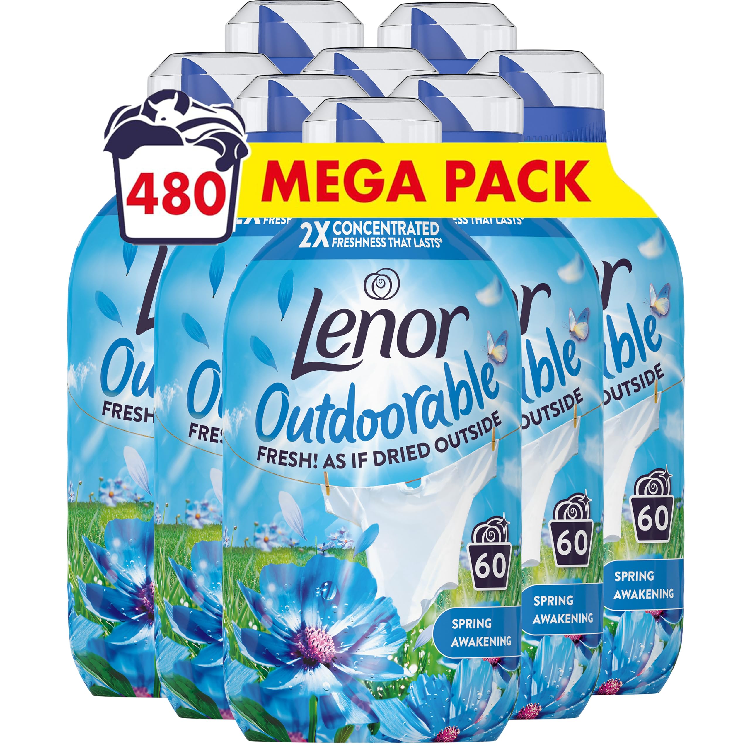 Lenor Outdoorable Fabric Conditioner 8x60 Washes Spring Awakening - Ultra Concentrated Laundry Softener - Damaged Box