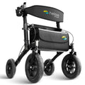 Helavo All Terrain Walker with Seat - Foldable Outdoor Rollator for Seniors - 12" Pneumatic Tyres - New