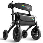 Helavo All Terrain Walker with Seat - Foldable Outdoor Rollator for Seniors - 12" Pneumatic Tyres - New