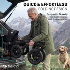 Helavo All Terrain Walker with Seat - Foldable Outdoor Rollator for Seniors - 12" Pneumatic Tyres - New