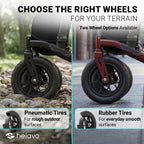 Helavo All Terrain Walker with Seat - Foldable Outdoor Rollator for Seniors - 12" Pneumatic Tyres - New