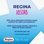 Regina Absorb Kitchen Roll 8 Rolls - 2-Ply Super Absorbent Paper Towel - New