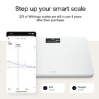 Withings Body Wi-Fi Smart Scale - Digital Bathroom Scales for Weight & BMI - App Sync via Bluetooth/Wi-Fi - White - Very Good