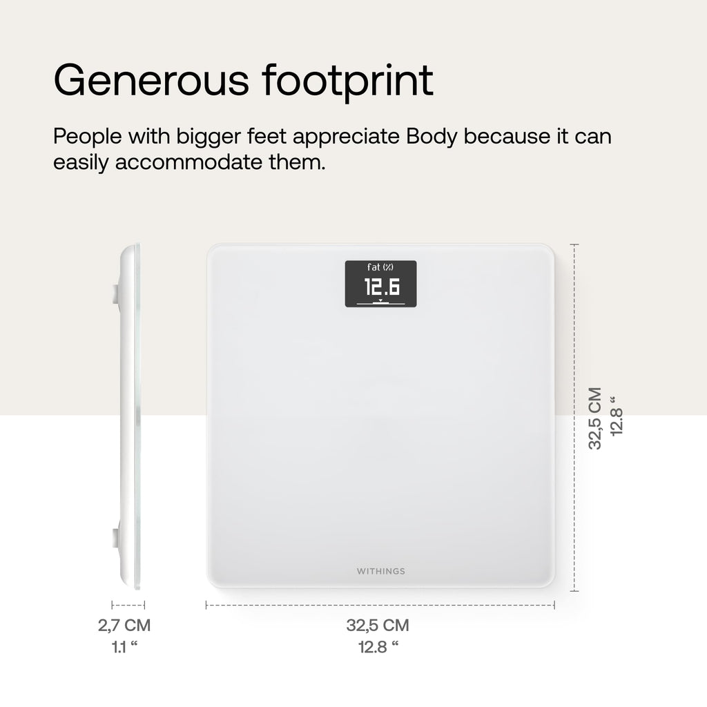 Withings Body Wi-Fi Smart Scale - Digital Bathroom Scales for Weight & BMI - App Sync via Bluetooth/Wi-Fi - White - Very Good
