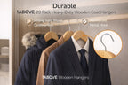 1ABOVE Wooden Coat Hangers with Non-Slip Trouser Bar & Shoulder Notches - Brown Wood - 20 Pack - Damaged Box