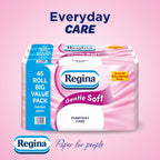 Regina Gentle Soft Toilet Tissue - 45 Rolls - 3-Ply - Bulk Pack - Damaged Box