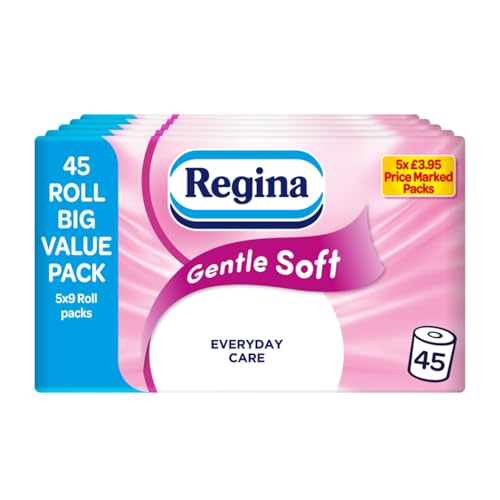 Regina Gentle Soft Toilet Tissue - 45 Rolls - 3-Ply - Bulk Pack - Damaged Box