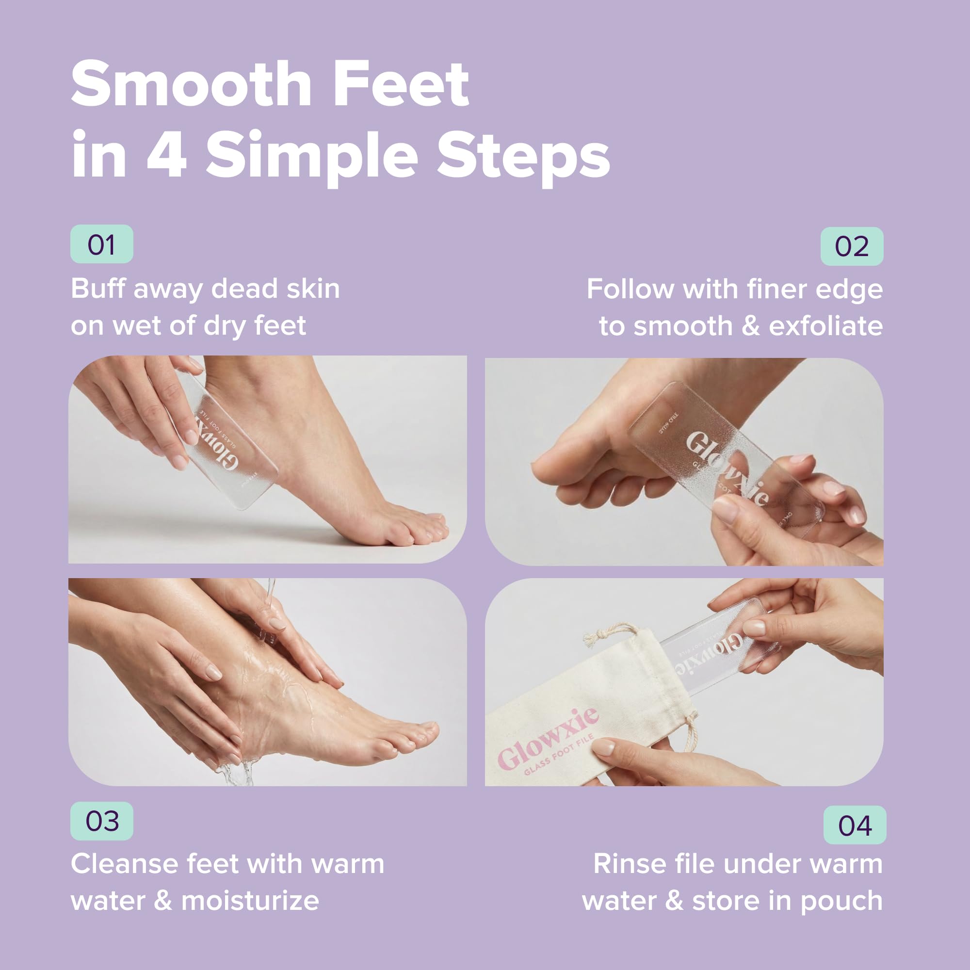 Glowxie XL Nano Glass Foot File - 2-in-1 Callus Remover & Heel Scraper for Hard Skin - Wet & Dry Pedicure Tool - Very Good