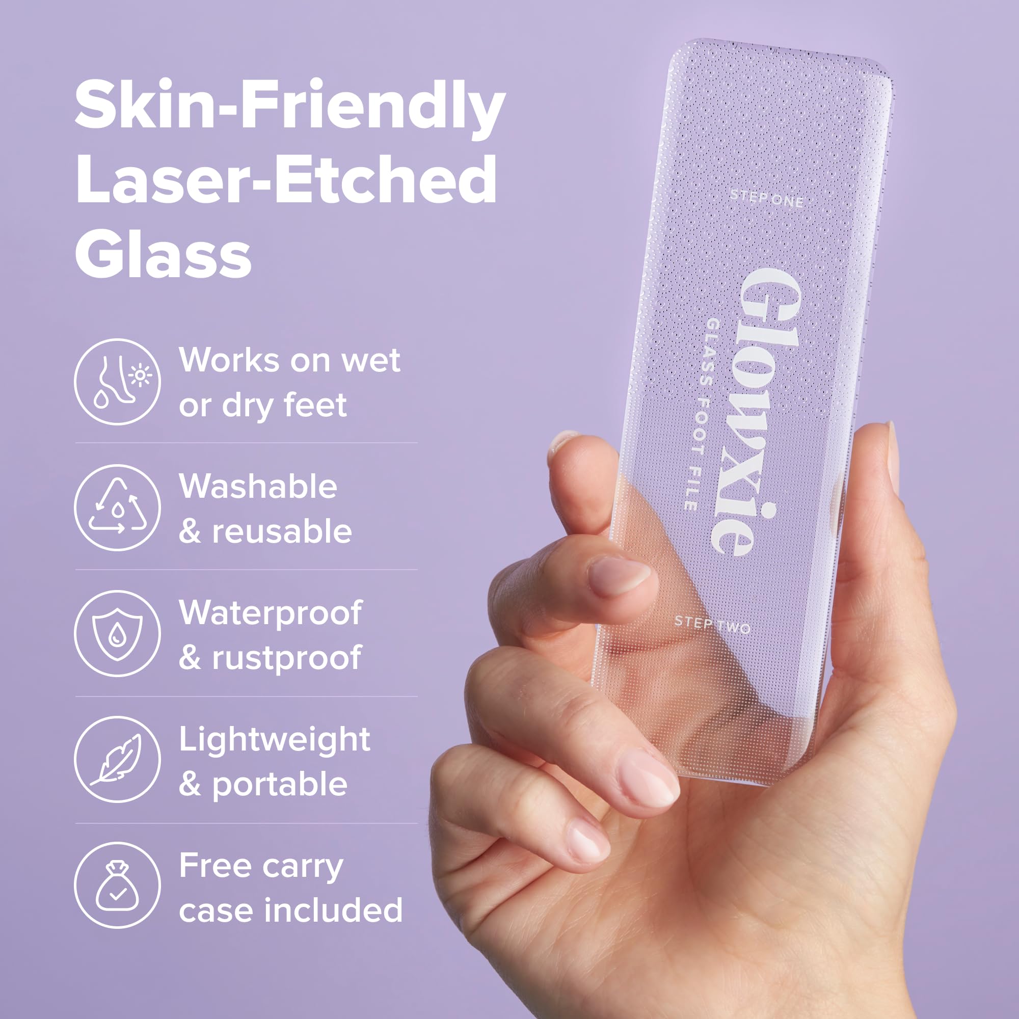 Glowxie XL Nano Glass Foot File - 2-in-1 Callus Remover & Heel Scraper for Hard Skin - Wet & Dry Pedicure Tool - Very Good
