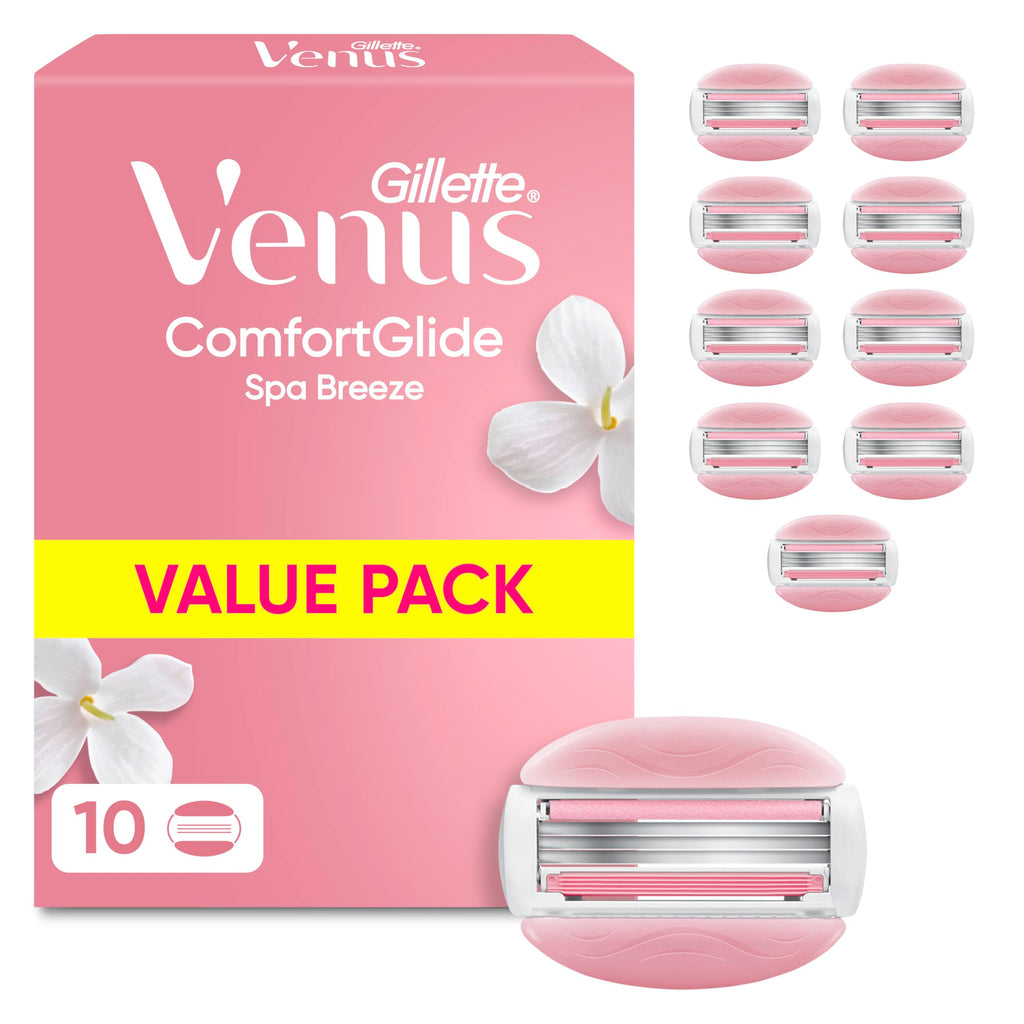 Gillette Venus Comfortglide Spa Breeze Women's Razor Blade Refills, Pack of 10-3 Built-in Blades for a Smooth, Close Shave that Lasts - New