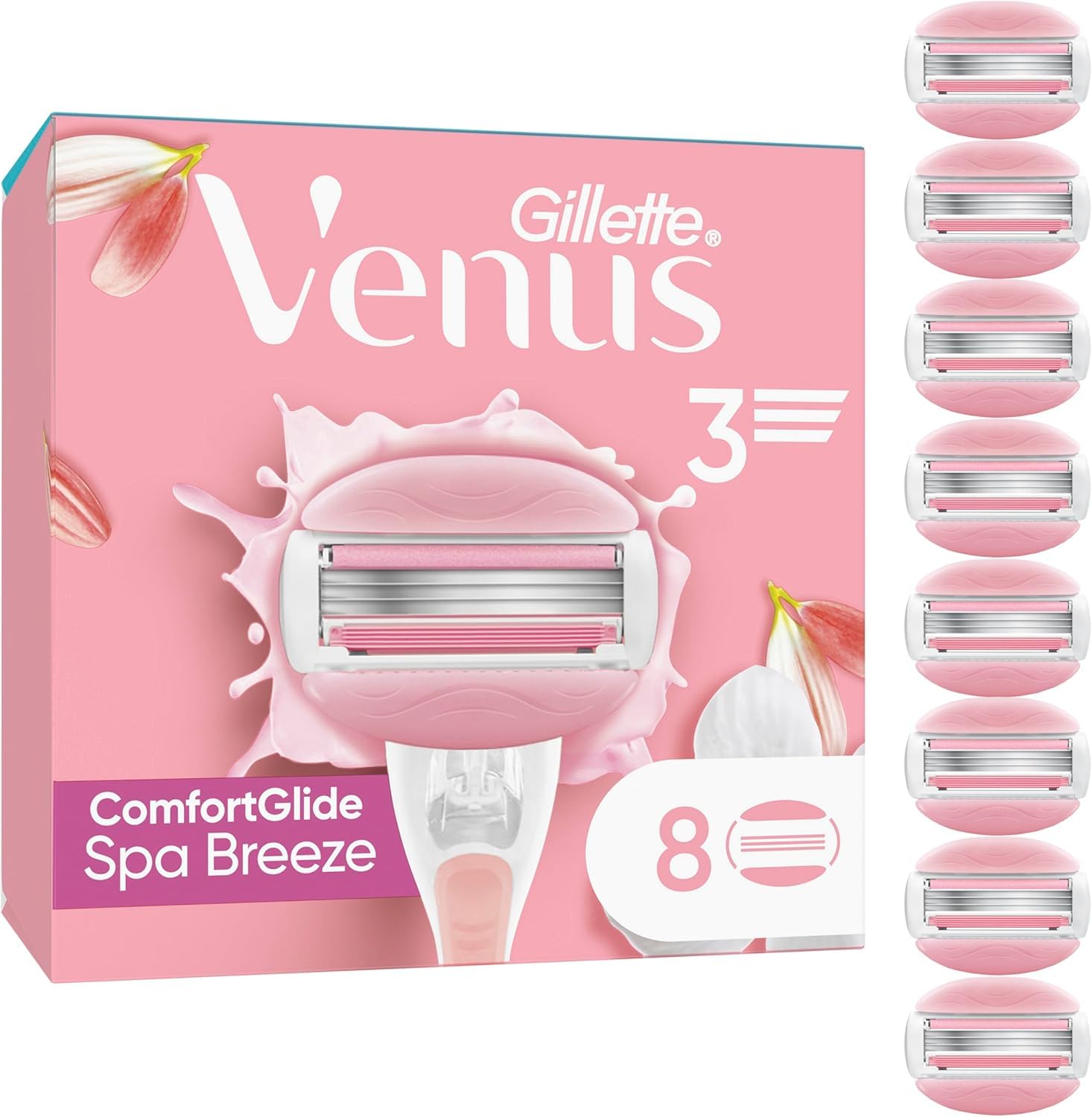 Gillette Venus Comfortglide Spa Breeze Women's Razor Blade Refills, Pack of 10-3 Built-in Blades for a Smooth, Close Shave that Lasts - New