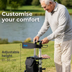 Days Deluxe Lightweight Folding Rollator - 4 Wheel, Adjustable Seat Height, Easy Storage & Travel, Carry Bag, Mobility Aid - New