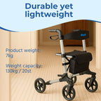 Days Deluxe Lightweight Folding Rollator - 4 Wheel, Adjustable Seat Height, Easy Storage & Travel, Carry Bag, Mobility Aid - New