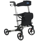 Days Deluxe Lightweight Folding Rollator - 4 Wheel, Adjustable Seat Height, Easy Storage & Travel, Carry Bag, Mobility Aid - New