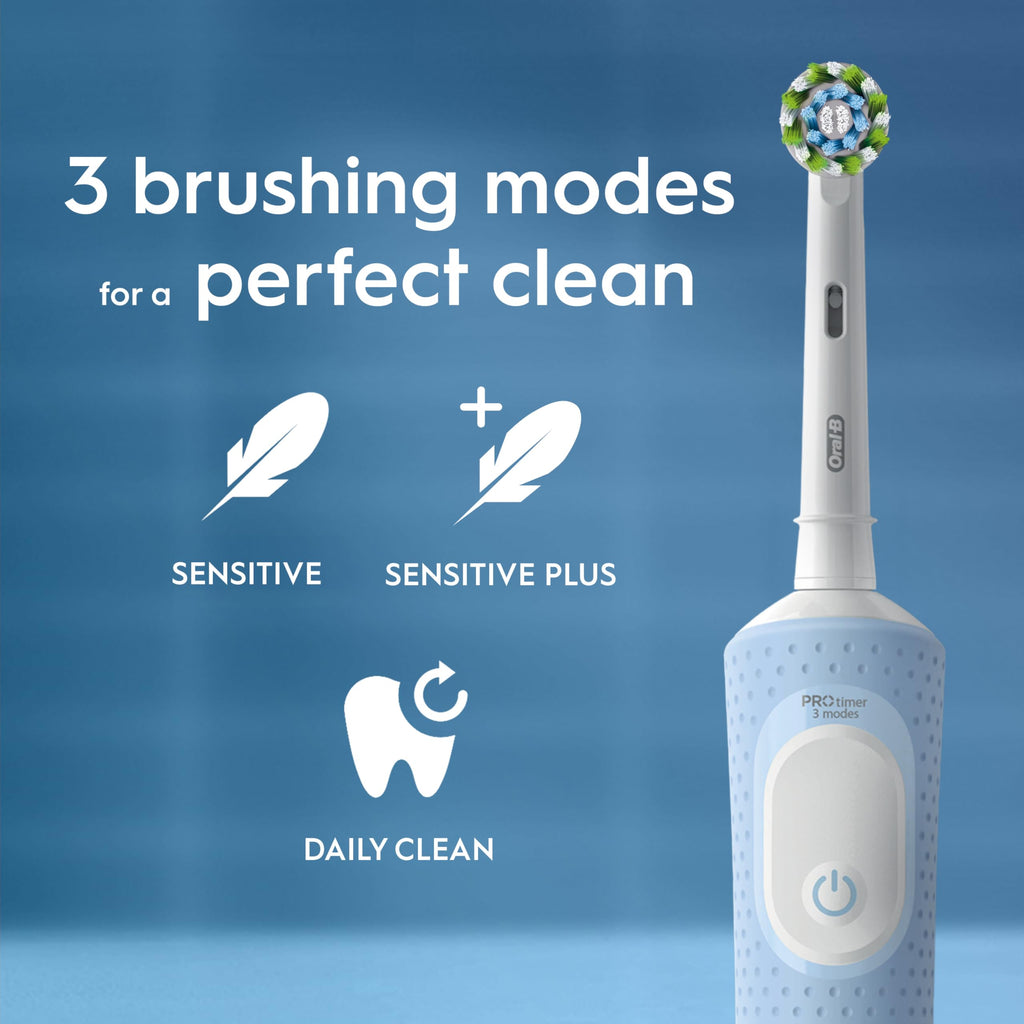 Oral-B Vitality Pro Electric Toothbrush for Adults - Blue - 1 Handle, 2 Heads, 3 Modes, Rechargeable, 2-Pin UK Plug - Damaged Box