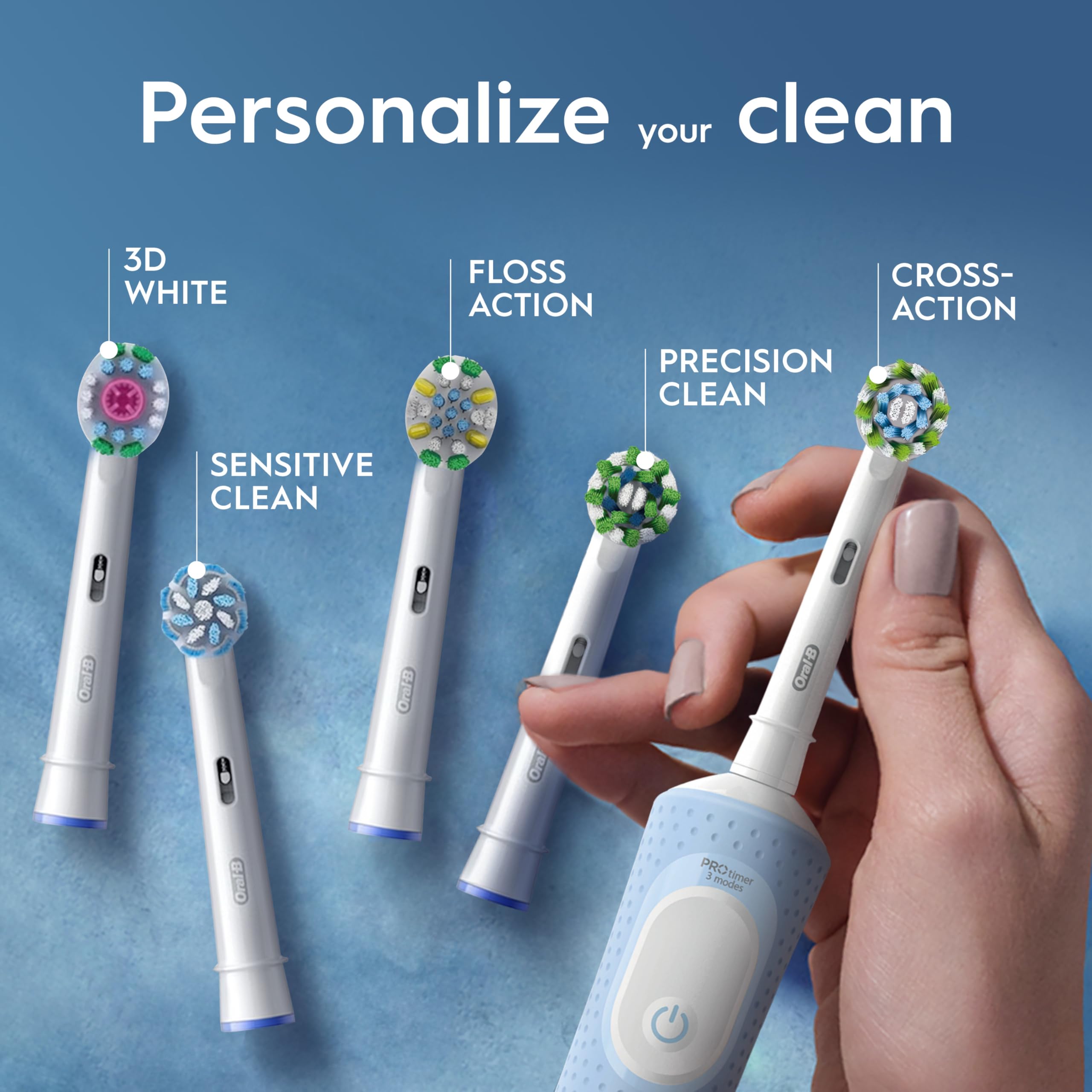 Oral-B Vitality Pro Electric Toothbrush for Adults - Blue - 1 Handle, 2 Heads, 3 Modes, Rechargeable, 2-Pin UK Plug - Damaged Box