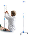 Aleawol IV Drip Stand with 4 Hooks - Portable Infusion Pole - Height Adjustable Telescopic Rolling IV Pole for Hospital Home Clinic - Damaged Box