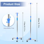 Aleawol IV Drip Stand with 4 Hooks - Portable Infusion Pole - Height Adjustable Telescopic Rolling IV Pole for Hospital Home Clinic - Damaged Box