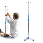 Aleawol IV Drip Stand with 4 Hooks - Portable Infusion Pole - Height Adjustable Telescopic Rolling IV Pole for Hospital Home Clinic - Damaged Box