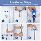 Aleawol IV Drip Stand with 4 Hooks - Portable Infusion Pole - Height Adjustable Telescopic Rolling IV Pole for Hospital Home Clinic - Damaged Box
