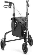 Days Lightweight Tri Wheel Walker Rollator - Aluminium, Adjustable Height, Brakes, Foldable, Graphite Mobility Aid - Damaged Box