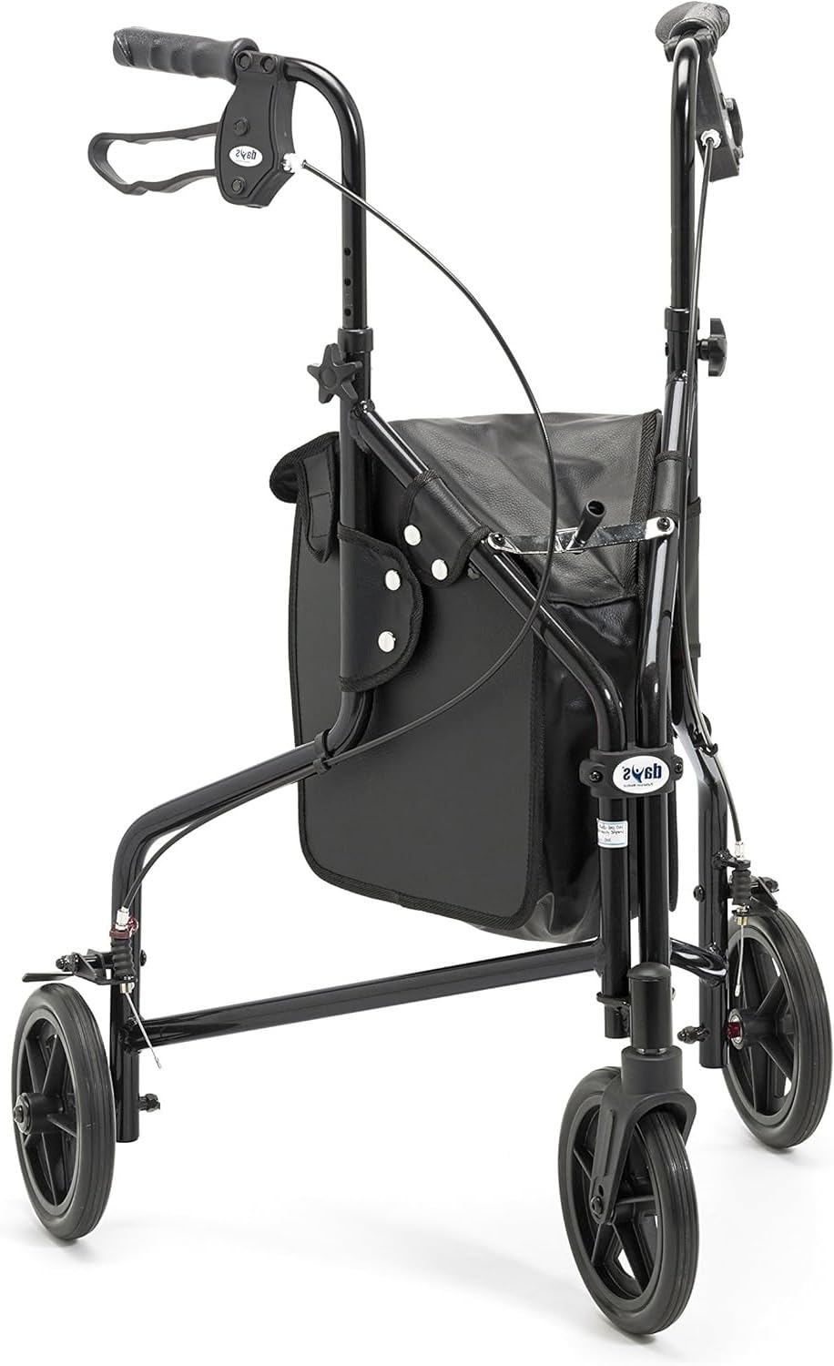 Days Lightweight Tri Wheel Walker Rollator - Aluminium, Adjustable Height, Brakes, Foldable, Graphite Mobility Aid - Damaged Box