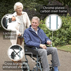 Days Lightweight Folding Wheelchair - Attendant Propelled, Adjustable Footrests, Padded Seat, 51cm Green - Very Good