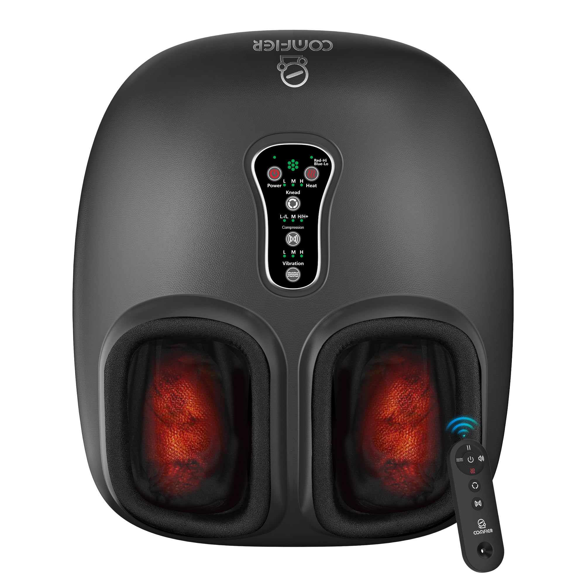 COMFIER Foot Massager - Shiatsu, Deep Kneading, Vibration, Rolling, Compression, Heat - Plantar Fasciitis Relief - Remote Control - Damaged Box