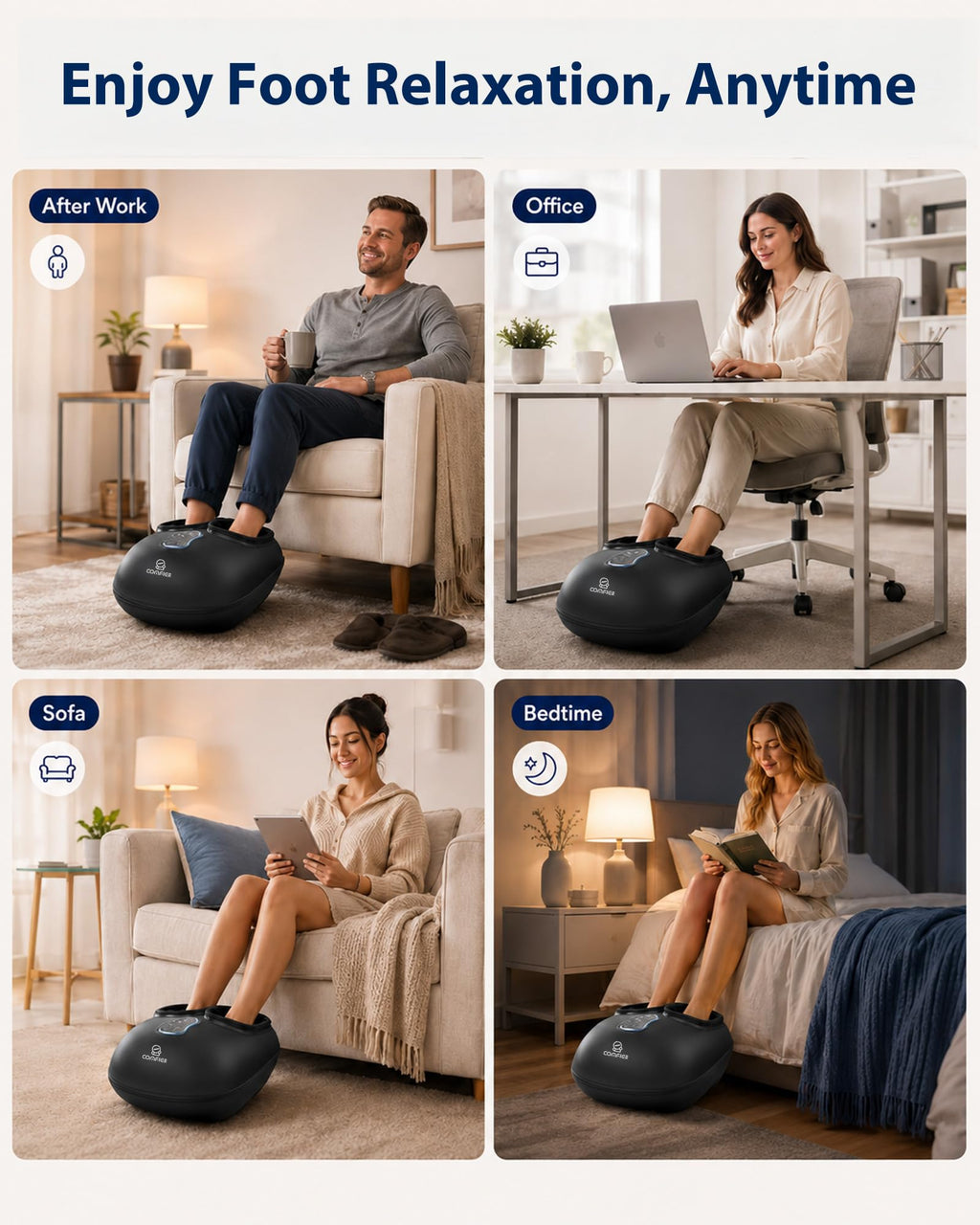 COMFIER Foot Massager - Shiatsu, Deep Kneading, Vibration, Rolling, Compression, Heat - Plantar Fasciitis Relief - Remote Control - Damaged Box