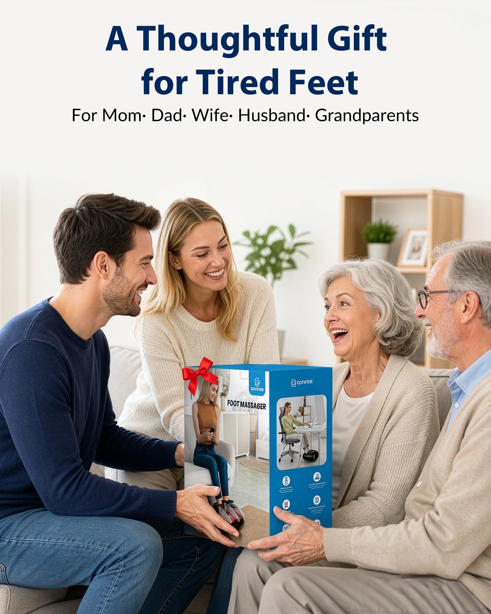 COMFIER Foot Massager - Shiatsu, Deep Kneading, Vibration, Rolling, Compression, Heat - Plantar Fasciitis Relief - Remote Control - Damaged Box